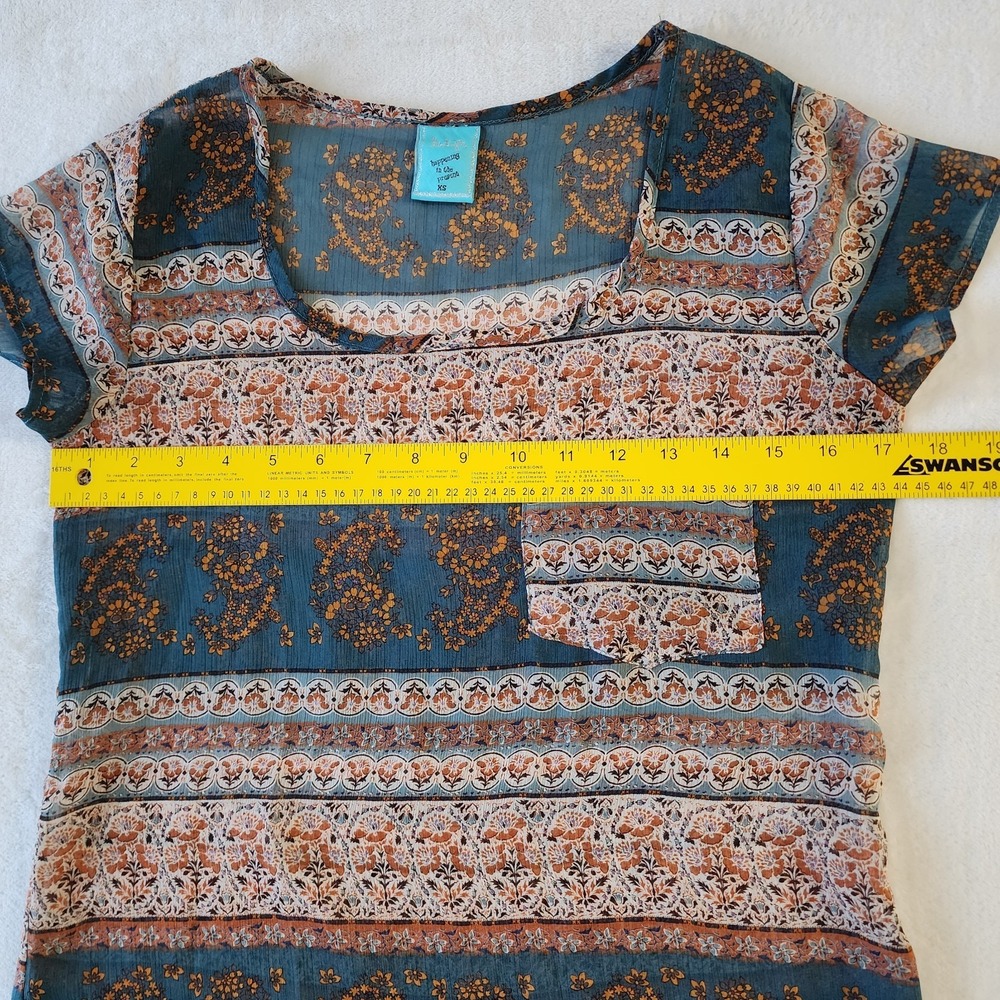 HIP Blouse Womens XS Sheer Lightweight Fairy Hippie Cottagecore Mesh Made In USA - Picture 8 of 11